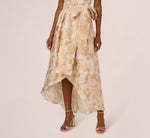 One Shoulder Organza Jacquard High Low Gown In Champagne Ivory 3