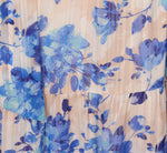 One Shoulder Metallic Stripe Floral Maxi Dress In Champagne Blue Multi 7