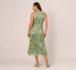 Plus Size Sleeveless Metallic Crinkle Midi Dress In Sage Gold 6