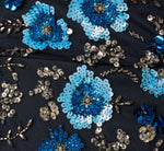 Flutter Sleeve Floral Beaded Column Gown In Midnight Multi 6