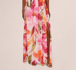 Sleeveless Surplice Floral Chiffon Gown In Pink Orange Multi 5