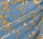 Metallic Crinkle Keyhole Halter Gown In Light Blue Gold 7