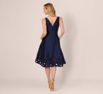 Sleeveless Taffeta Floral Cutwork Midi Dress In Light Navy 5