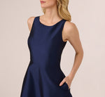 Sleeveless Taffeta Floral Cutwork Midi Dress In Light Navy 3