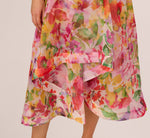 Plus Size Sleeveless Floral Organza Collared High Low Dress In Pink Multi 4