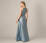 Beaded Halter Draped Mikado Gown In Icy Opaline 5