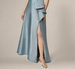 Beaded Halter Draped Mikado Gown In Icy Opaline 4