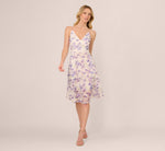 Floral Tulle Soutache A Line Midi Dress With Embellished Straps In Ivory Multi 2