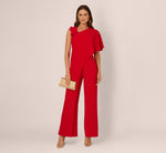 Asymmetrical 3D Floral Jumpsuit In Hot Pepper 1