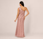 One Shoulder Beaded Sequin Mermaid Gown In Candied Ginger 5