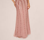 One Shoulder Beaded Sequin Mermaid Gown In Candied Ginger 4