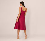 Sleeveless 3D Flower Mikado Midi Dress In Red Plum 5