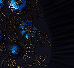 Plus Size Sleeveless Asymmetrical Floral Beaded Jersey Gown In Midnight Multi 6