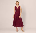 Sleeveless Soutache Embroidered Midi Dress In Light Wine 2