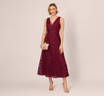 Sleeveless Soutache Embroidered Midi Dress In Light Wine 1