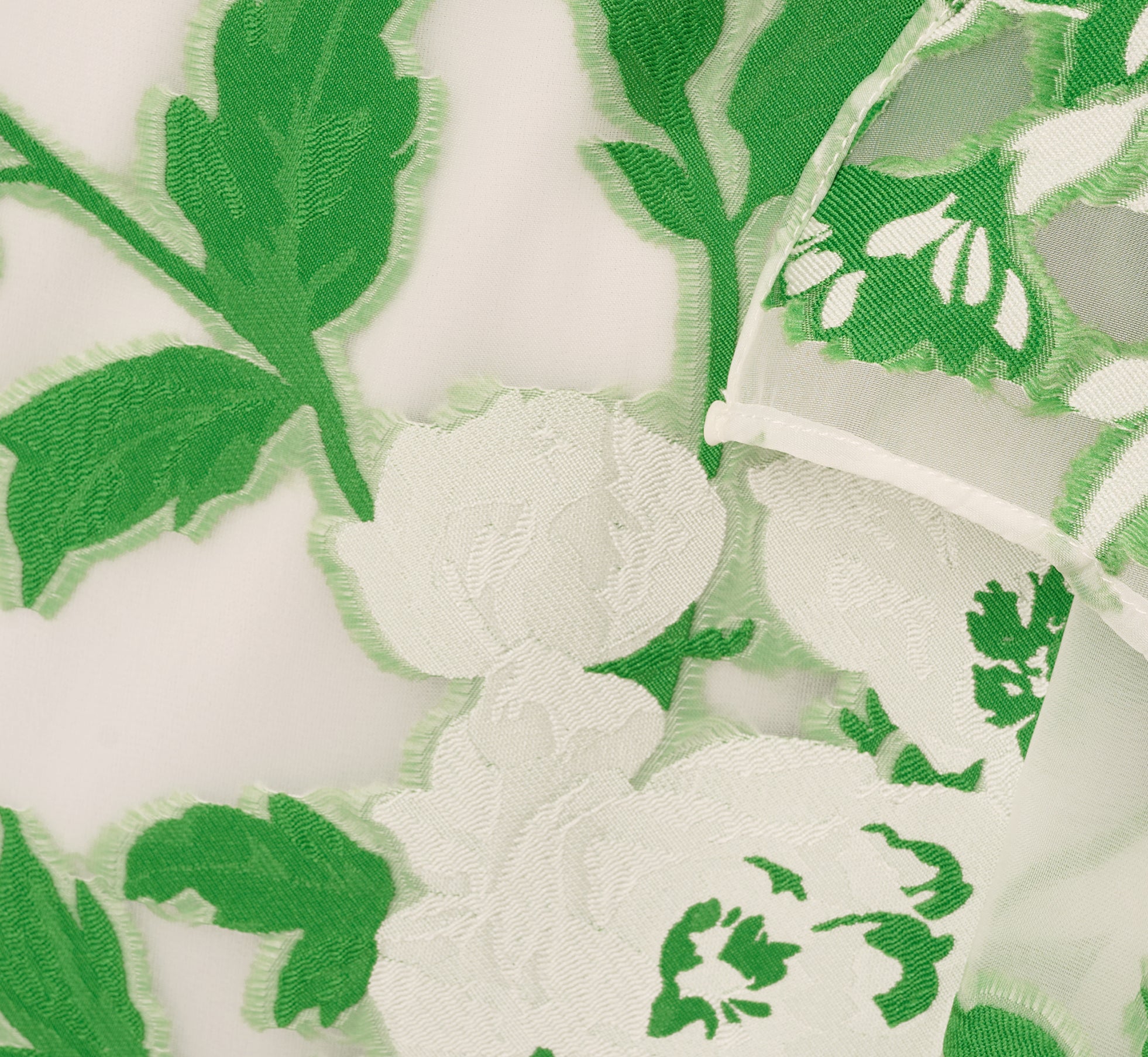 Sleeveless Organza Jacquard Mermaid Midi Dress In Green Ivory 1