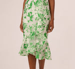 Sleeveless Organza Jacquard Mermaid Midi Dress In Green Ivory 5