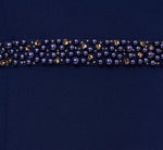 Sleeveless Mock Neck Pearly Midi Dress In Navy Sateen 6