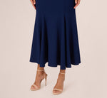 Sleeveless Mock Neck Pearly Midi Dress In Navy Sateen 4