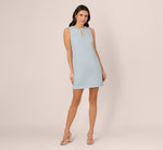 Sleeveless Tweed Beaded Keyhole Shift Dress In Light Blue 8