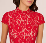 Cap Sleeve Lace Midi Dress In Red Nude 4