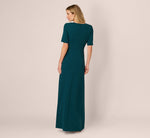 Short Sleeve Beaded Keyhole Gown In Hunter 5