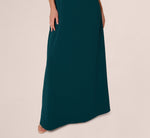 Short Sleeve Beaded Keyhole Gown In Hunter 4