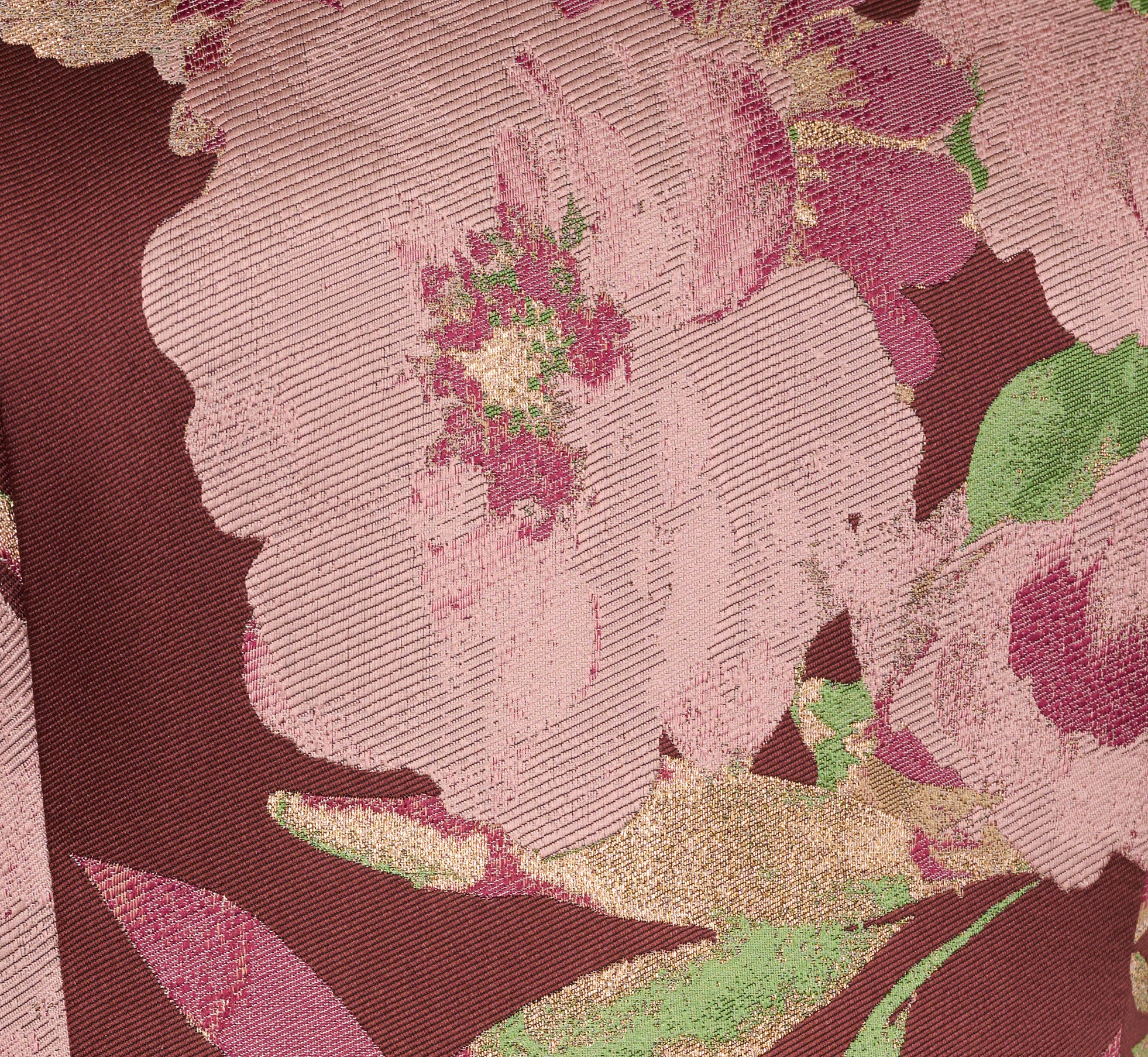 Burgundy Multi Sleeveless Floral Jacquard High Low Gown - Adrianna