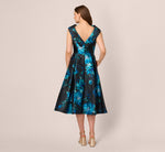 Sleeveless Roll Collar Floral Midi Dress In Navy Multi 5