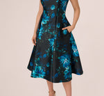 Sleeveless Roll Collar Floral Midi Dress In Navy Multi 4