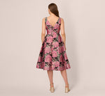 Sleeveless Metallic Floral Jacquard Midi Dress In Black Pink Multi 5