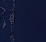 One Shoulder Floral Cape Sleeve Dress In Navy Sateen 7