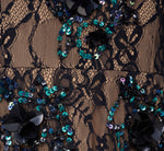 Sleeveless Sequin Floral Lace Gown In Midnight Multi Nude 7