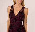 Sleeveless Velvet Beaded Floral Gown In Night Plum 3