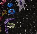 Bishop Sleeve Floral Sequin Bead Gown In Black Multi 6