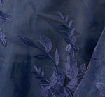 One Shoulder Floral Embroidered Gown In Navy Sateen 6