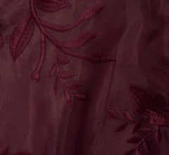 One Shoulder Floral Embroidered Gown In Raisin