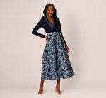 Long Sleeve Tuxedo Jacquard Combo Gown In Midnight Multi 2