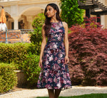 Sleeveless Illusion Sequin Midi Dress In Midnight Multi 1