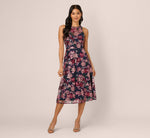 Sleeveless Illusion Sequin Midi Dress In Midnight Multi 3