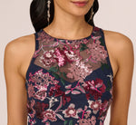 Sleeveless Illusion Sequin Midi Dress In Midnight Multi 5