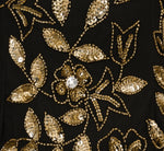 Sleeveless Floral Beaded Godet Gown In Black Gold 6