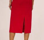Sequin Shoulder Crepe Midi Sheath Dress In Red 4