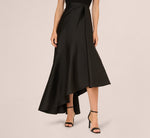 Sleeveless Asymmetrical Draped Taffeta Combo Gown In Black 2
