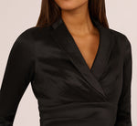 Long Sleeve Taffeta Tuxedo Gown In Black 3