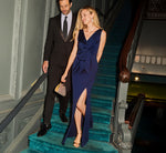 Sleeveless Taffeta Bow Gown In Antique Blue 1