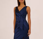 Sleeveless Taffeta Bow Gown In Antique Blue 4