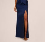 Sleeveless Taffeta Bow Gown In Antique Blue 5