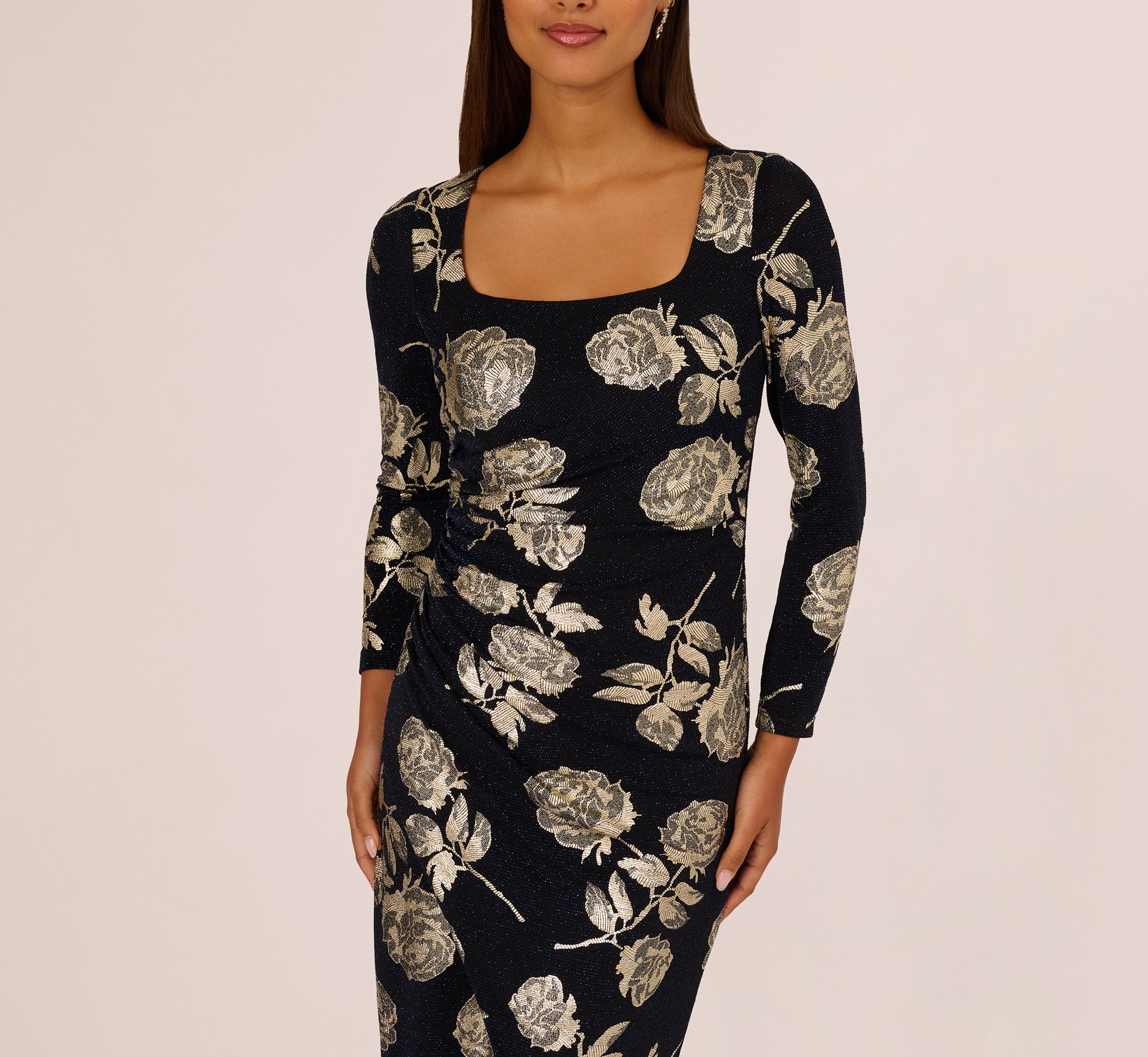 slim fit dress slacks Grand Gala Sequin Dress In Rose Gold main image 1