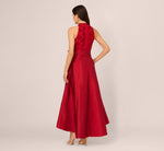 Sleeveless Beaded Taffeta High Low Combo Gown In Red 5